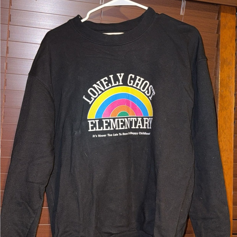 Lonely Ghost Elementary Launch Black Heavy Weight Crewnecn